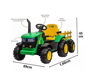 Trator Infantil Elétrico Verde e Amarelo 12v - Play Toy