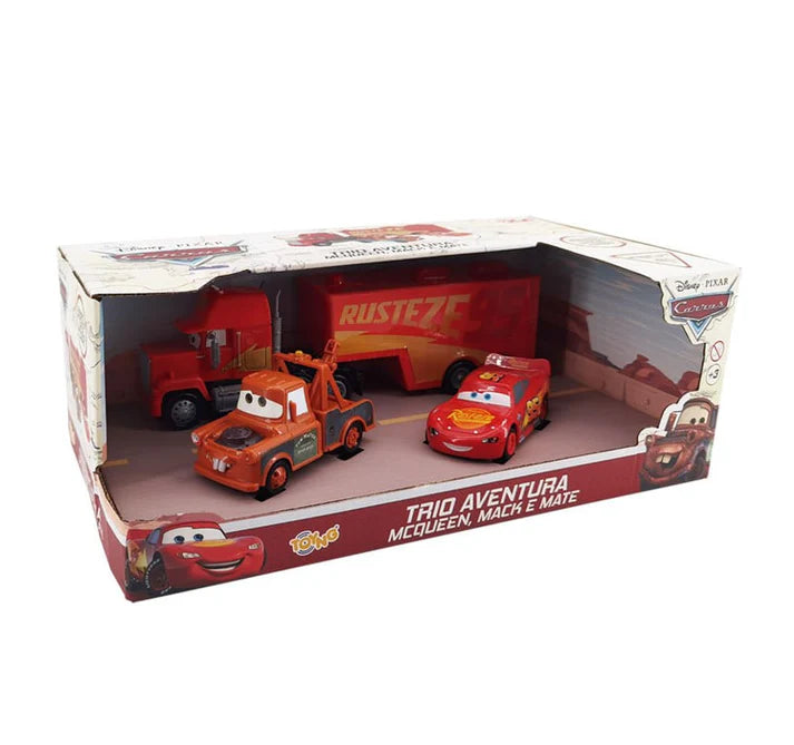 Conjunto De Carrinhos Disney Carros Trio Aventura - Mcqueen Mack Mate - Toyng